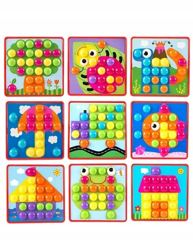 PASTYLKOWE DOPASOWANIA edukacyjna układanka Montessori guzikowa mozaika Płeć chłopcy dziewczynki unisex