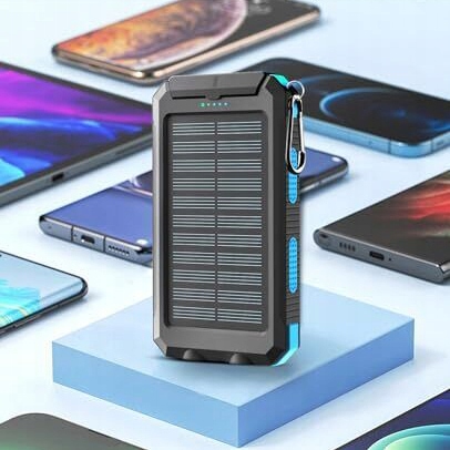 POWER BANK SŁONECZNY 30000MAH ZEWNĘTRZNA ŁADOWARKA BATERII DO TELEFONÓW WODOODPORNYCH Marka bez marki