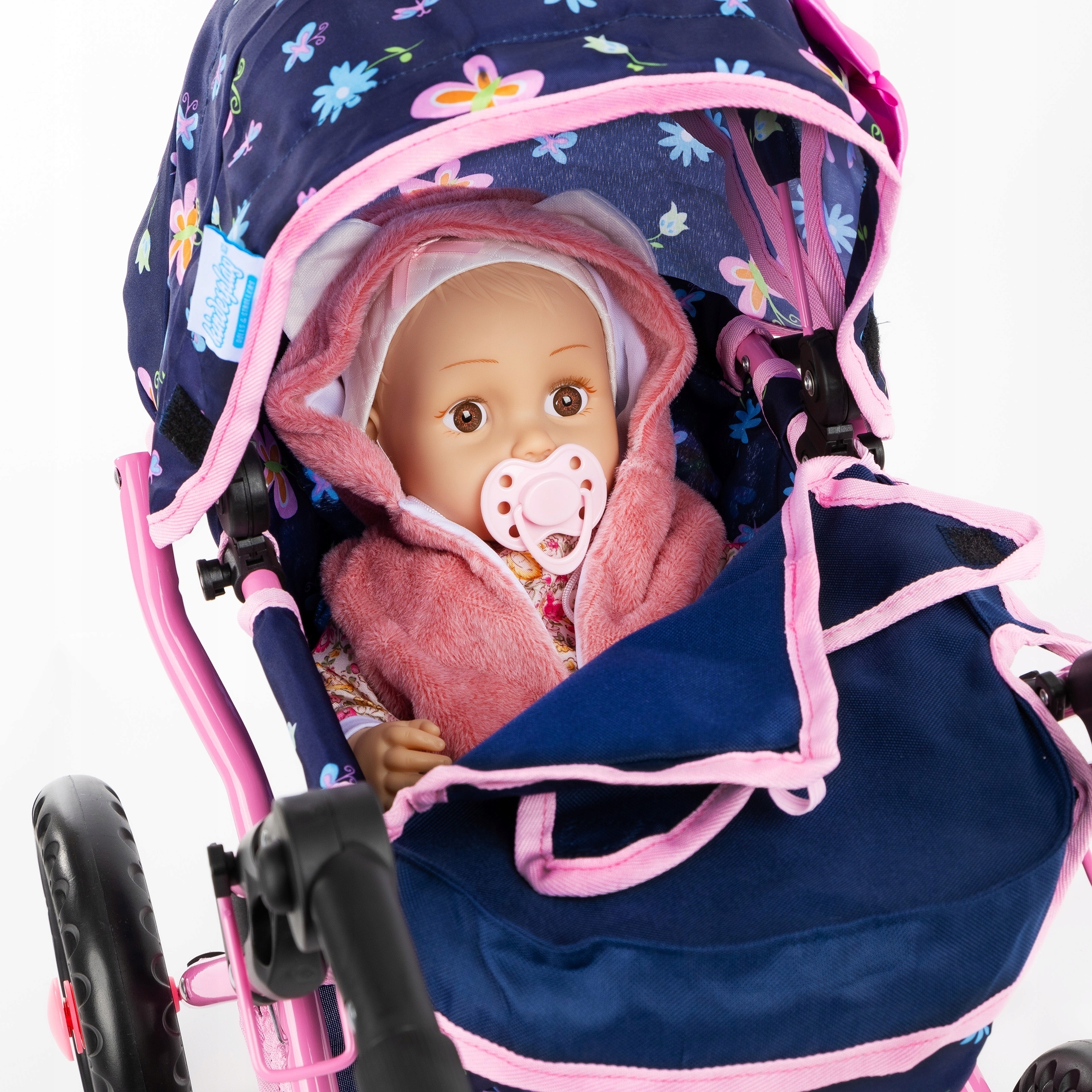 KINDERPLAY WÓZEK DLA LALEK GŁĘBOKI GONDOLA SKŁADANY TORBA REGULOWANA RĄCZKA Minimalny wiek dziecka 3