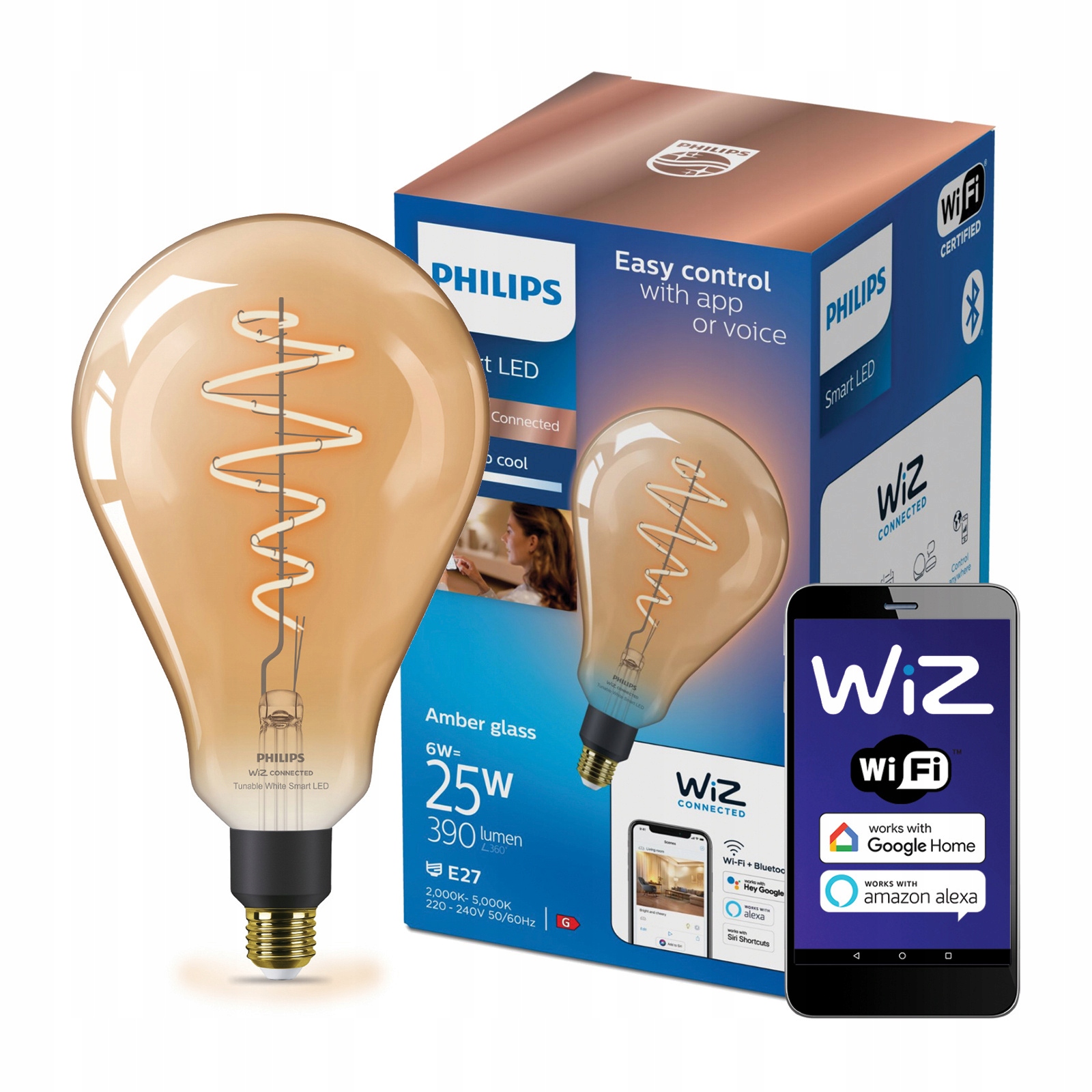 Led žárovka E27 PS160 6W 25W Jantarová žárovka Smart WiFi Philips WiZ