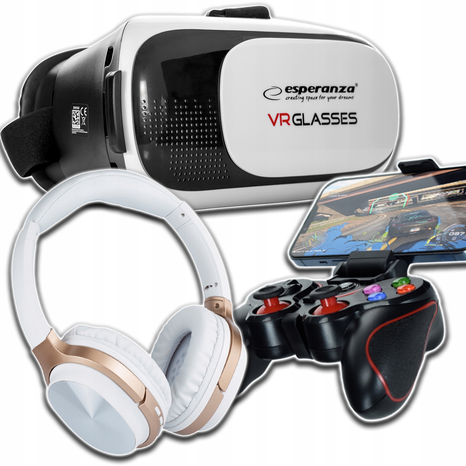 Vr Brýle Pro Telefon Sluchátka Do Uší, Bezdrátový Gamepad Pro Hraní Filmů
