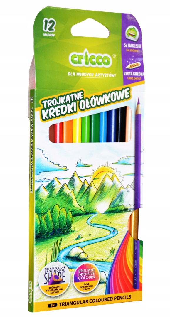 

Kredki ołówkowe trójkątne 12k Cricco