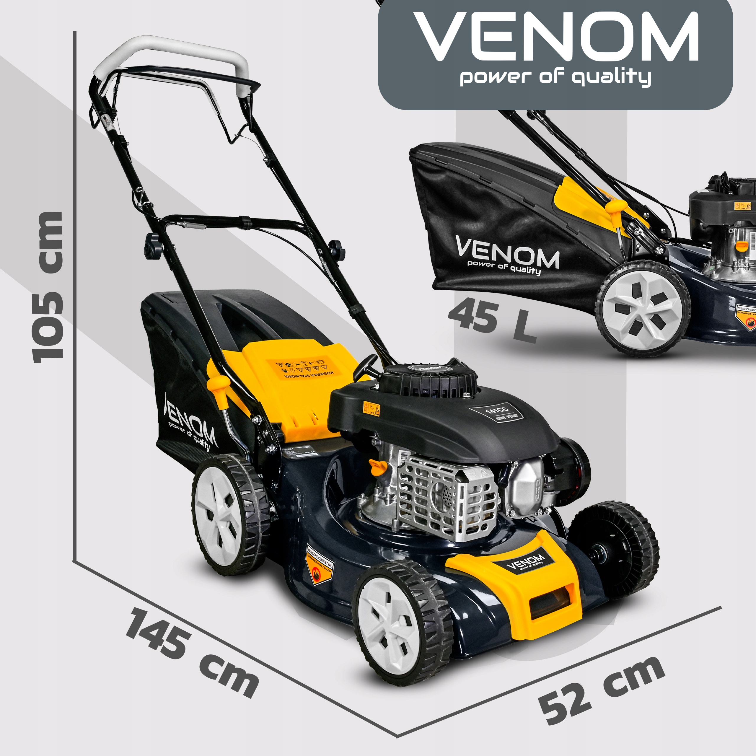 MOCNA KOSIARKA SPALINOWA VENOM 41CM POTĘŻNY SILNIK Z NAPĘDEM ZESTAW 9W1 XXL Marka Venom