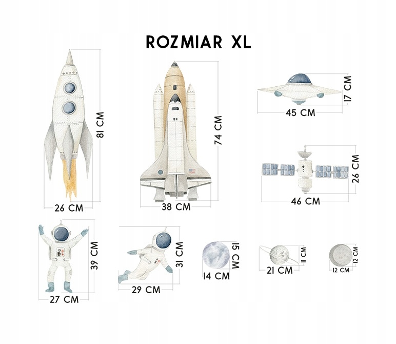 NAKLEJKI NA ŚCIANĘ KOSMOS RAKIETY ASTRONAUCI ROZM. XL EAN (GTIN) 5904970006787