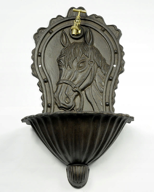 Żeliwny zlew z wizerunkiem konia brąz