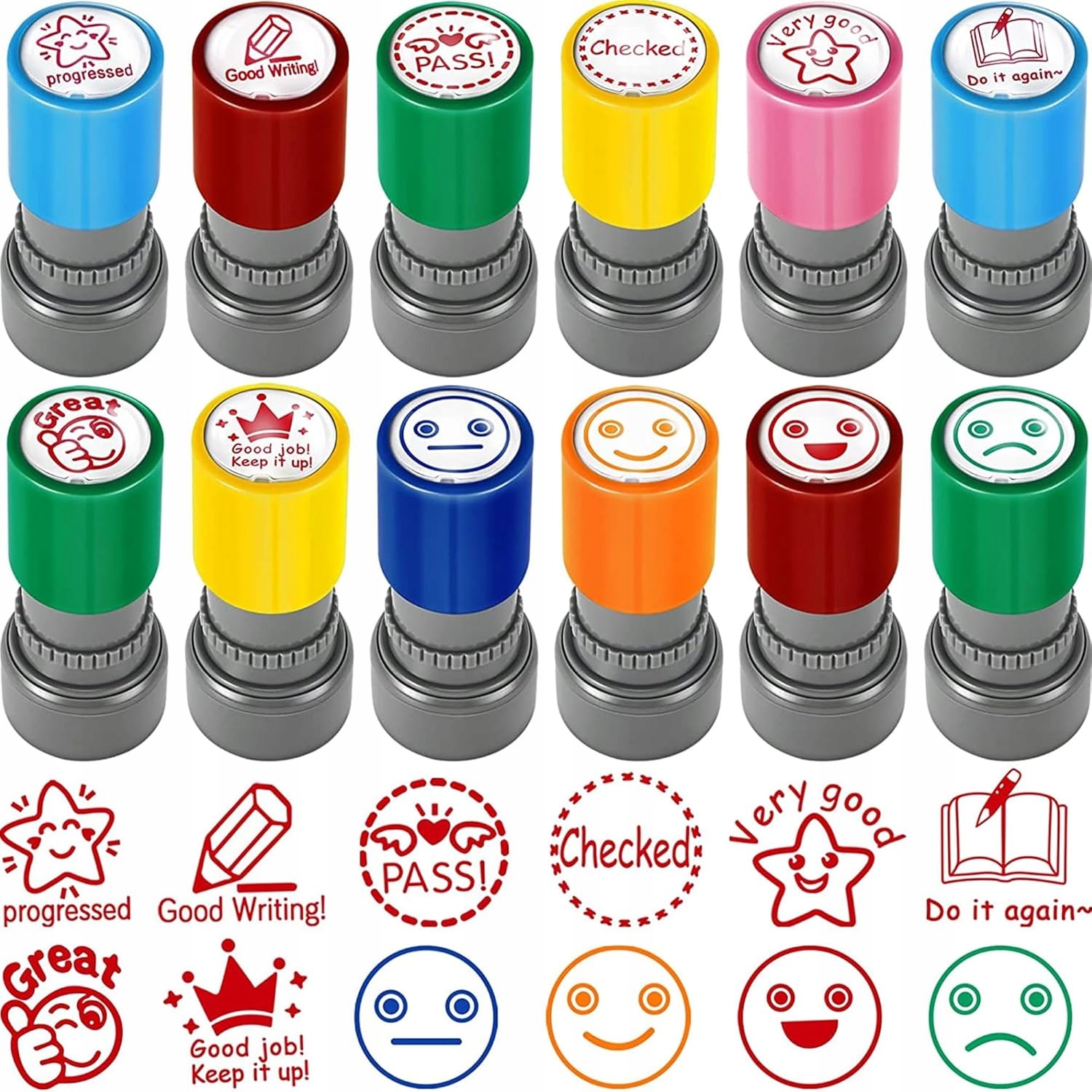 PIECZĄTKI MOTYWACYJNE SAMOTUSZUJĄCE DLA NAUCZYCIELA 12 SZTUK