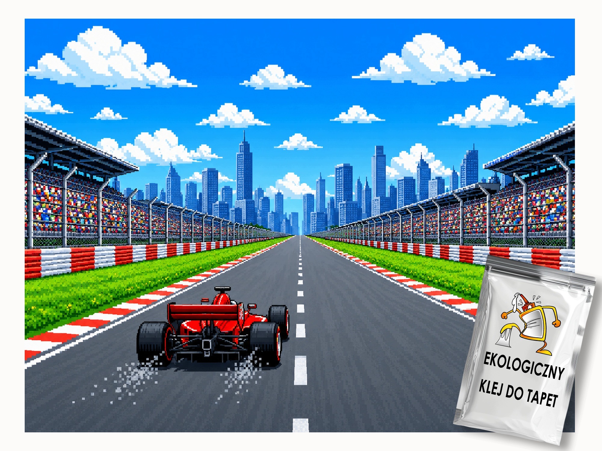 Fototapeta Flizelina Gamer Pixel Art Hra Závod Bolid Auto 312x219 130g