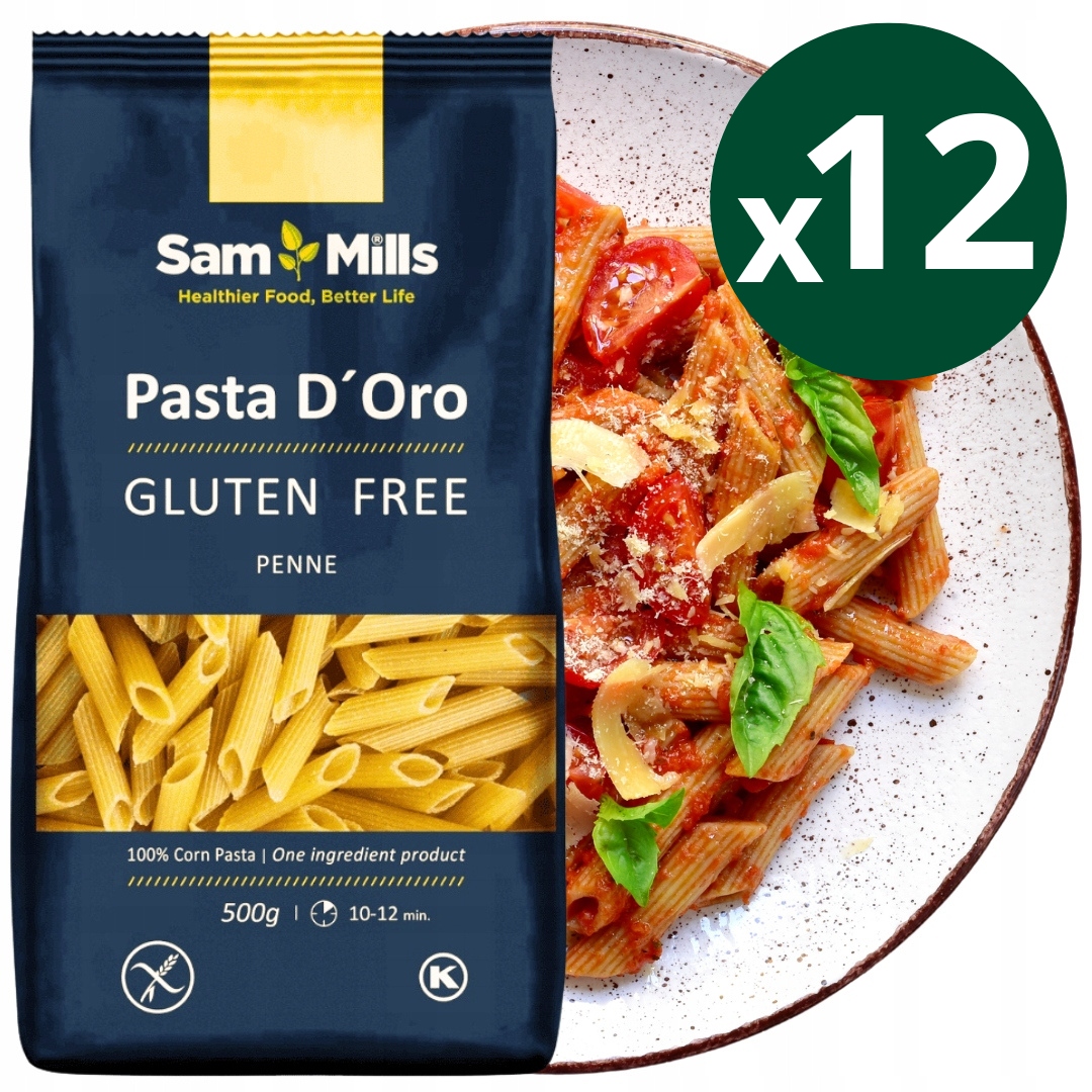 12 x Těstoviny bezlepkové Penne trubičky Italské 500g SamMills bez lepku