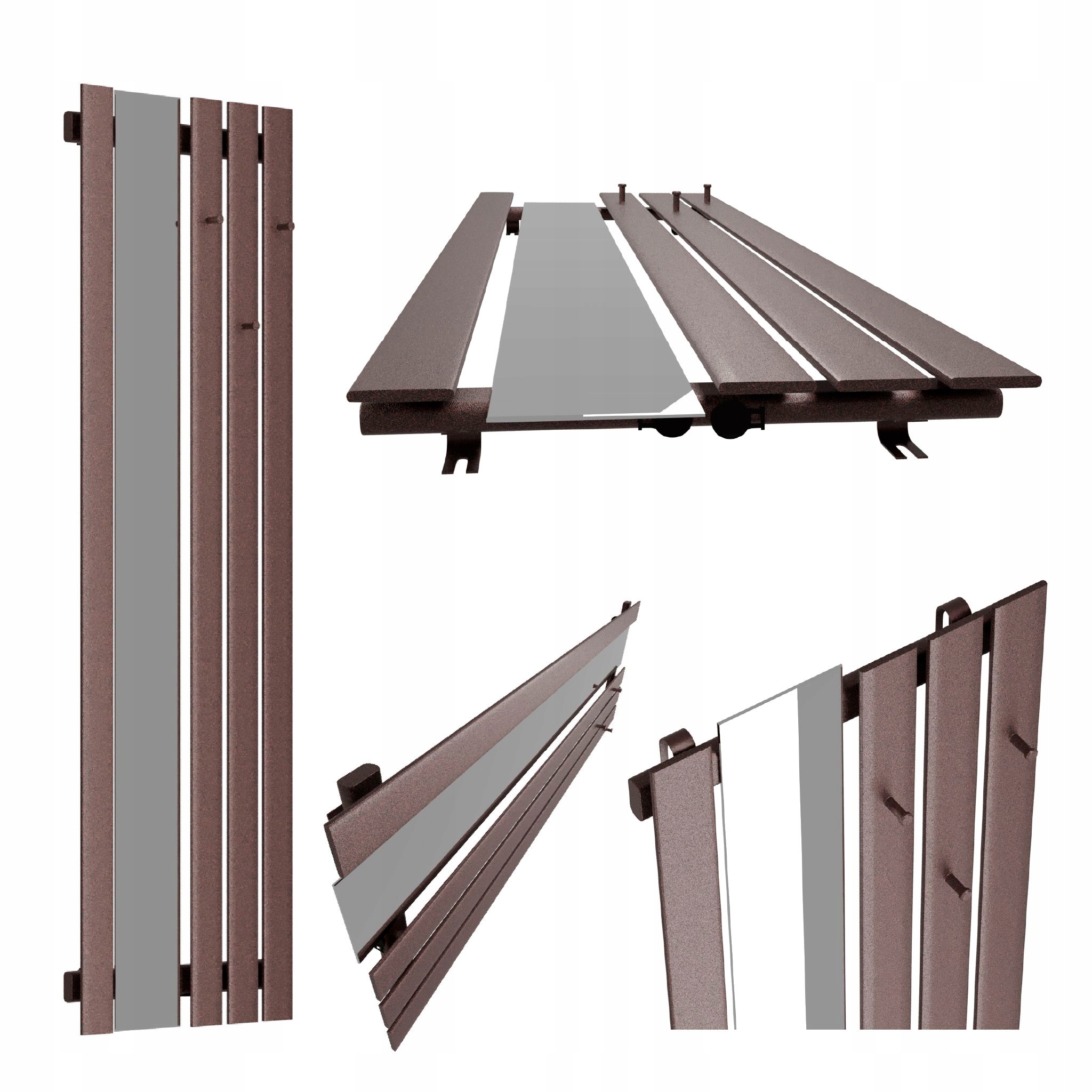 Dekorativní radiátor s věšáky zrcadlo Bello Hook Mirror 160x52 Bordo