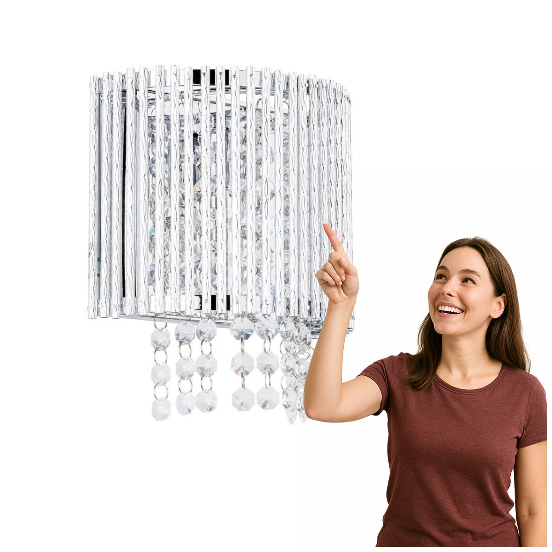 Nástenná lampa Anabella Strieborná Glamour Italux