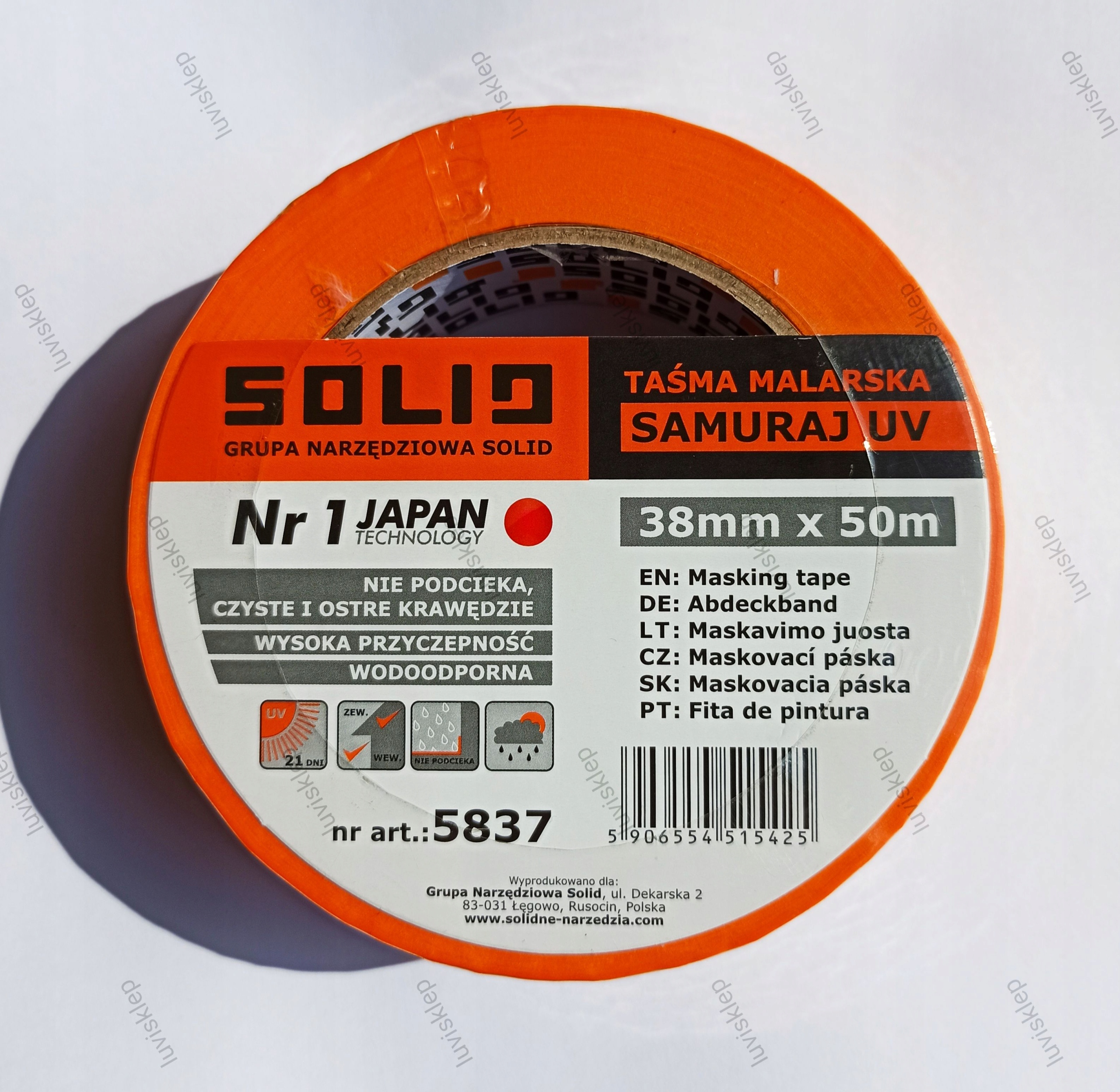

Taśma malarska 38mm 50m Samuraj Uv ryżowa wew zew