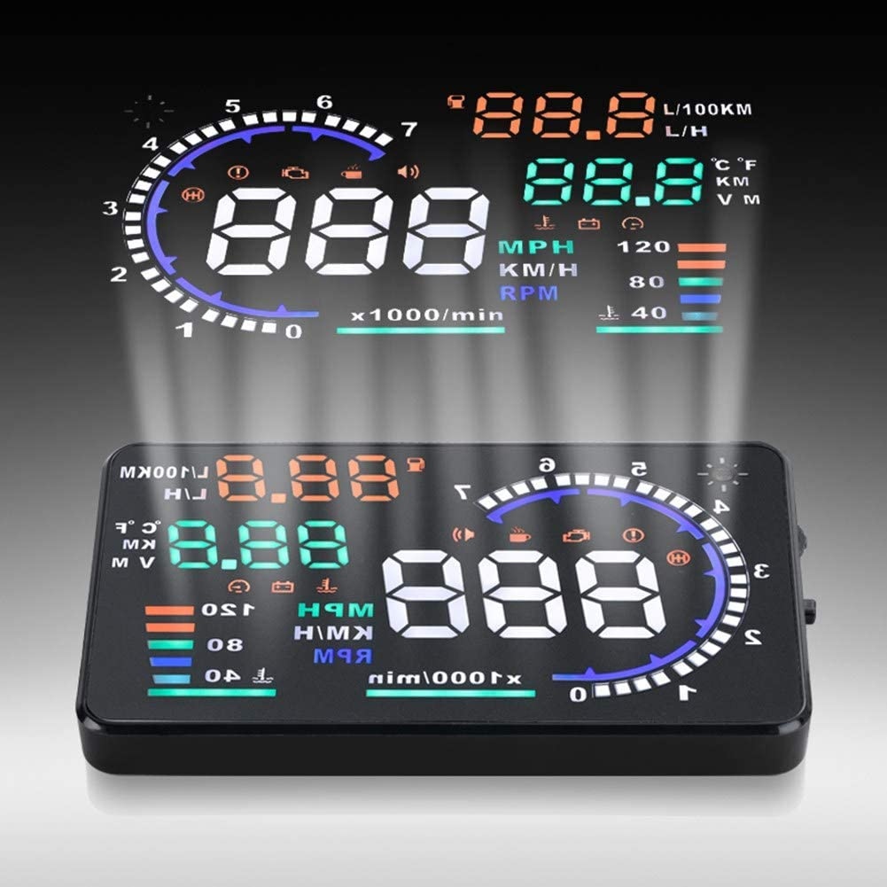 WYŚWIETLACZ PROJEKTOR LED LCD HUD OBD2 5.5 ZEGARY Waga produktu z opakowaniem jednostkowym 0.5 kg