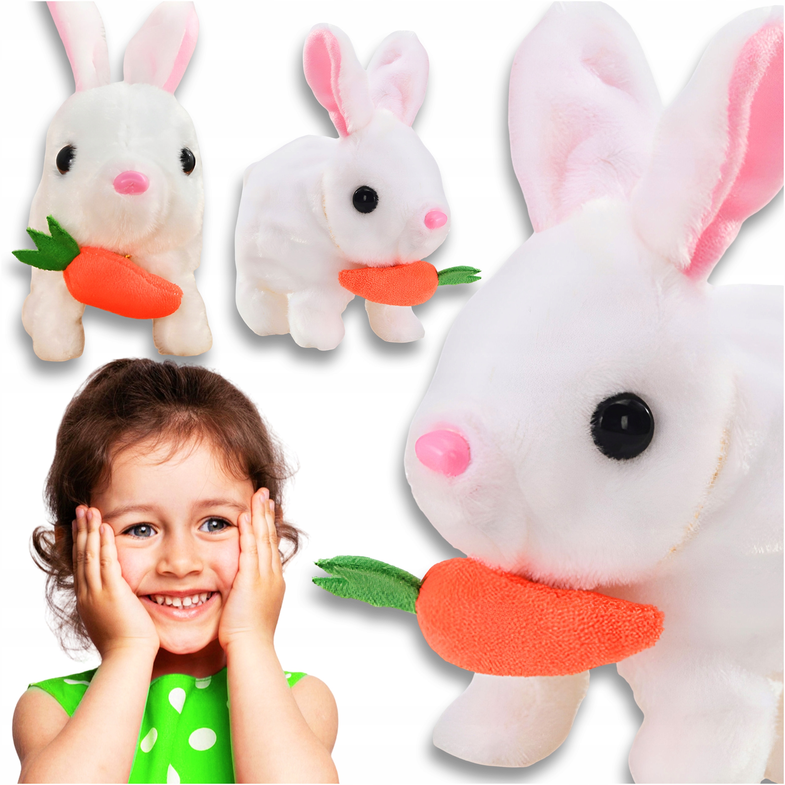 ИНТЕРАКТИВНЫЙ КРОЛИК КРОЛИК С МОРКОВКОЙ ХОДИТ ШЕВЕЛИТ УШАМИ НОСОМ КИКА