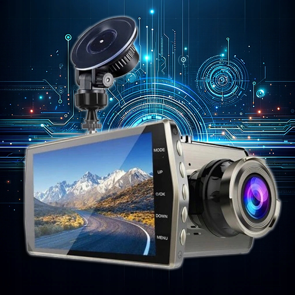 KAMERA DO SAMOCHODU REJESTRATOR JAZDY PRZÓD i TYŁ WIDEO REJESTRATOR Menu PL Zasilanie gniazdo zapalniczki samochodowej