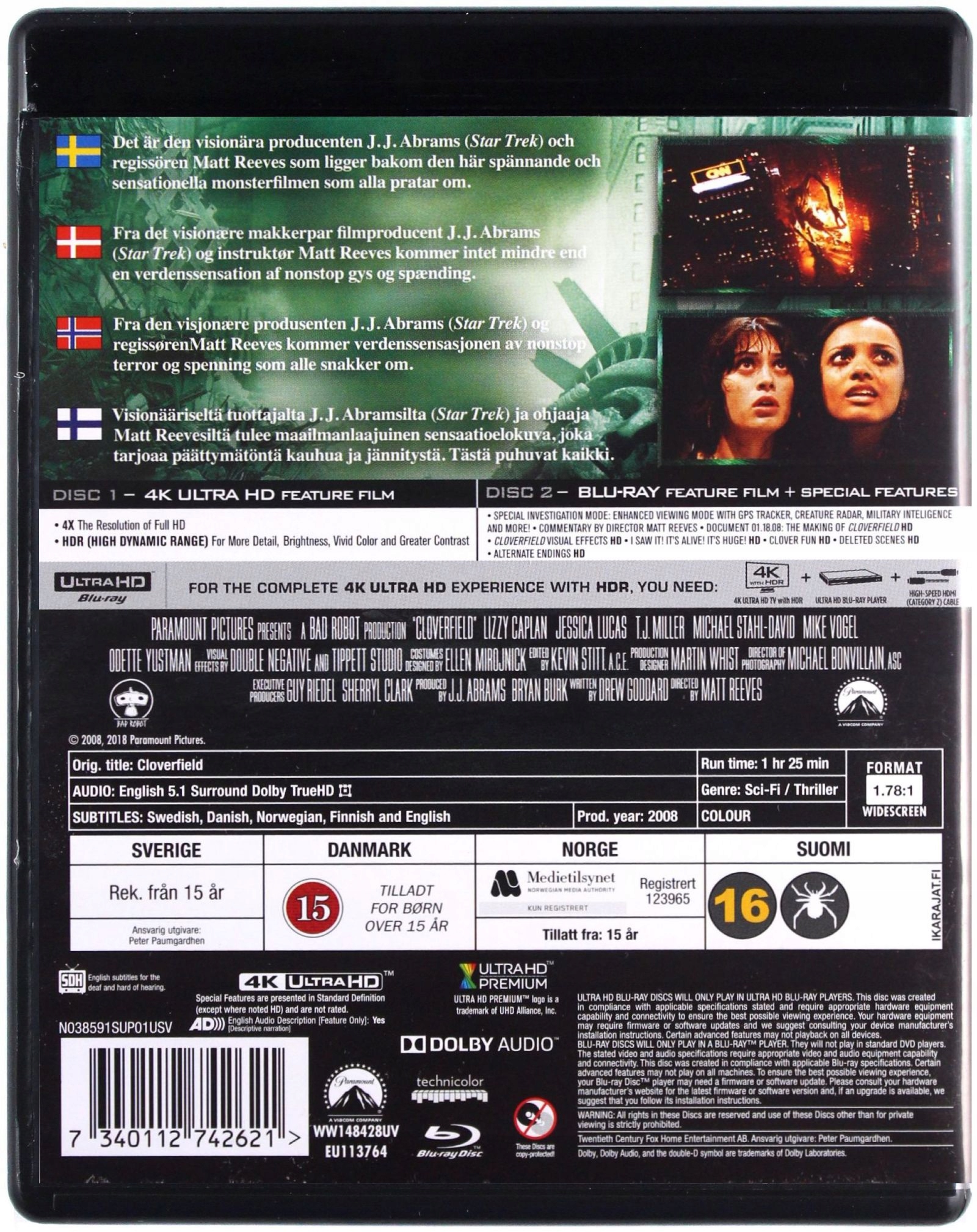 CLOVERFIELD (PROJEKT: MONSTER) (BLU-RAY 4K)+(BLU-RAY) Gatunek science fiction