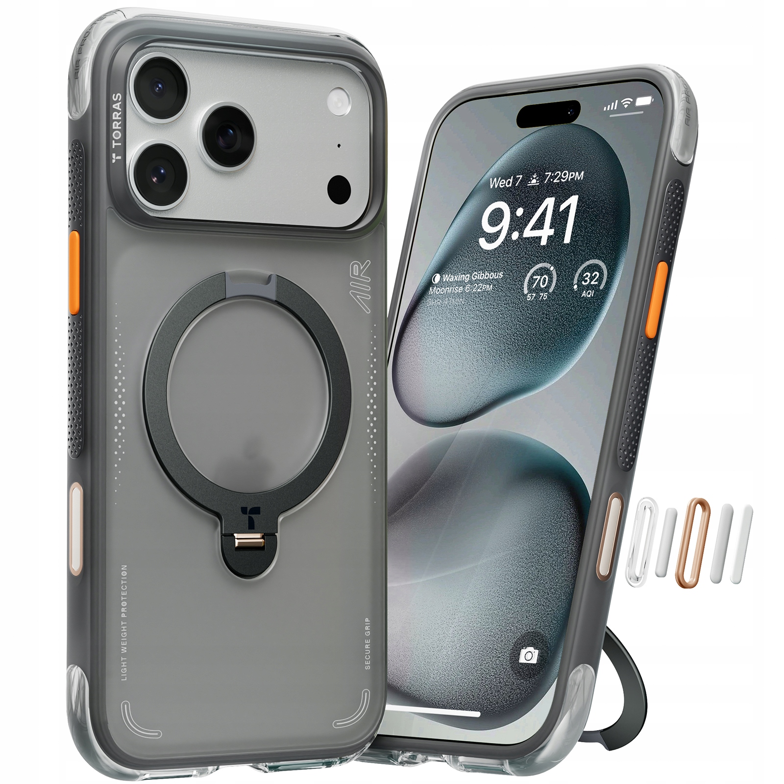 Torras Ostand etui z podstawką iPhone 17 Pro Max czarne (Shadow Black)