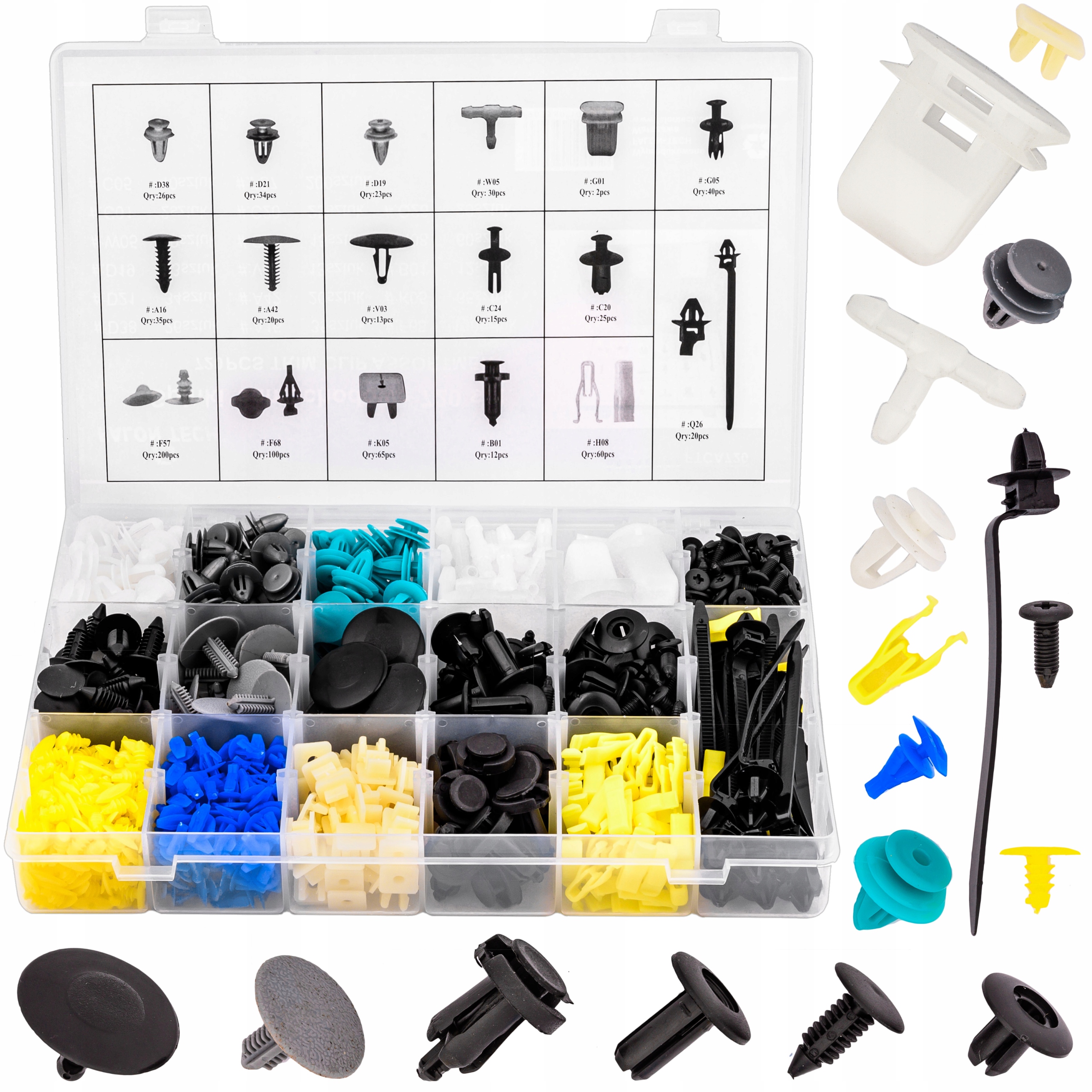 SPINKI SAMOCHODOWE KLIPSY TAPICERKI KOŁKI 730szt.