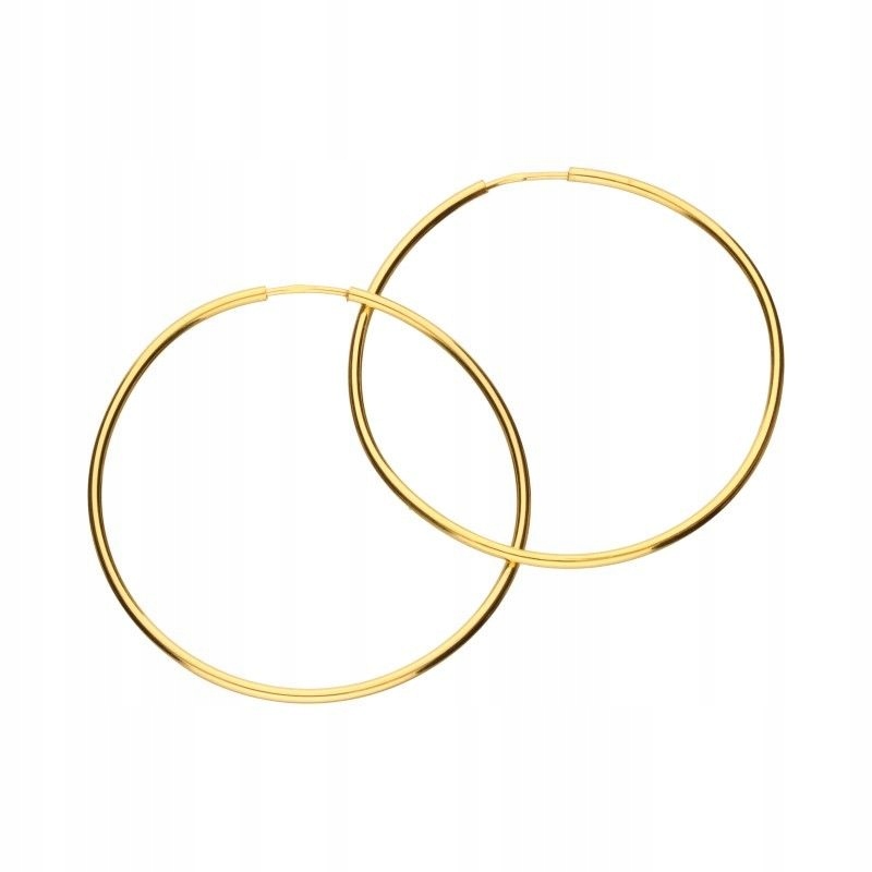 Zlaté náušnice 585, závěsná kolečka, průměr 40 mm, klasické, pro každodenní použití, 14kt