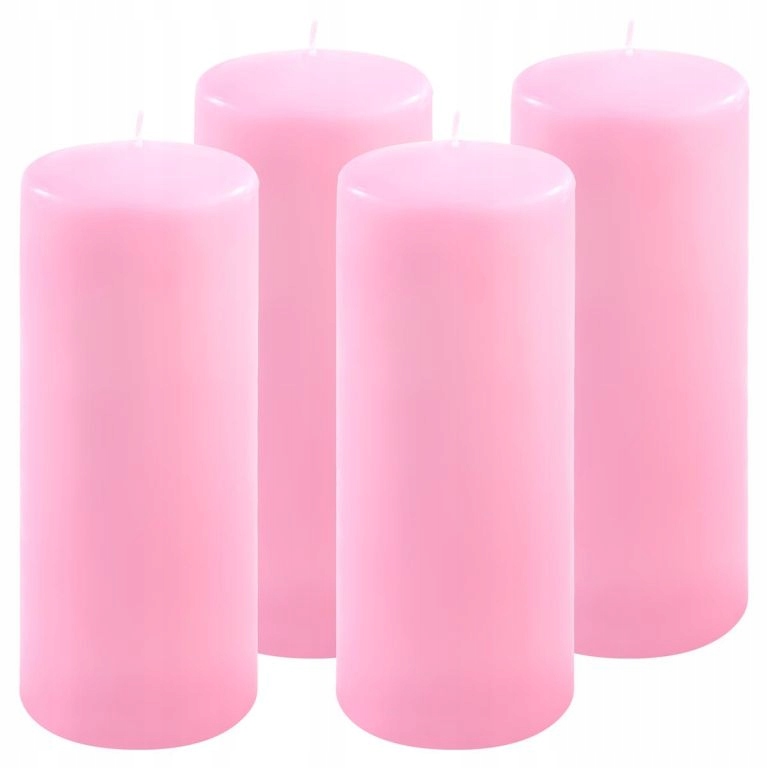 Sada sloupových svíček, 25 cm, Ø 10 cm, růžová, 4 ks