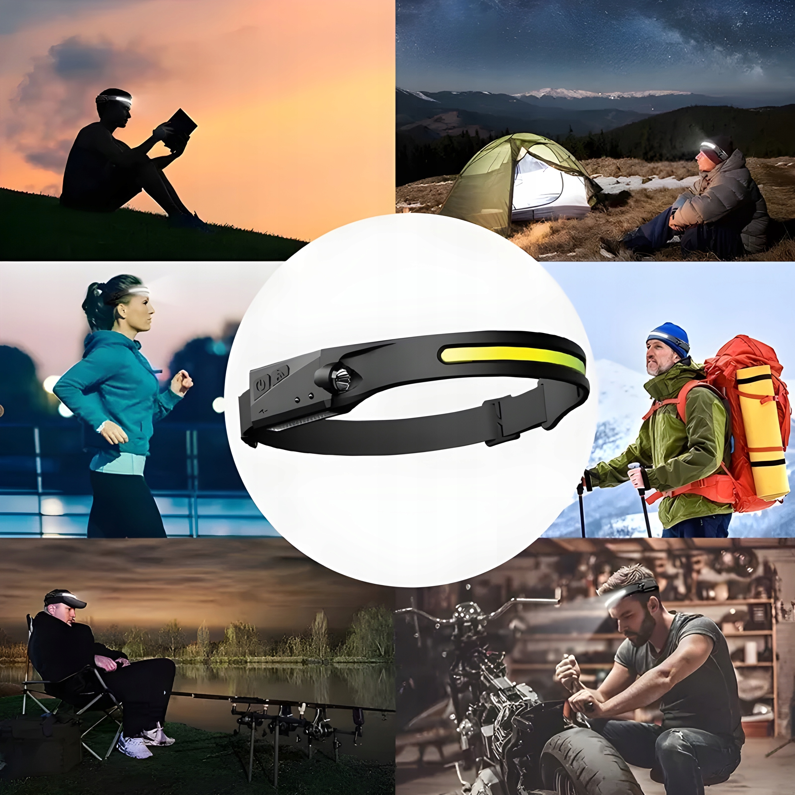 MOCNA LATARKA CZOŁOWA LED AKUMULATOR REFLEKTOR CZOŁÓWKA PASEK NA GŁOWĘ USB Kolor dominujący czarny