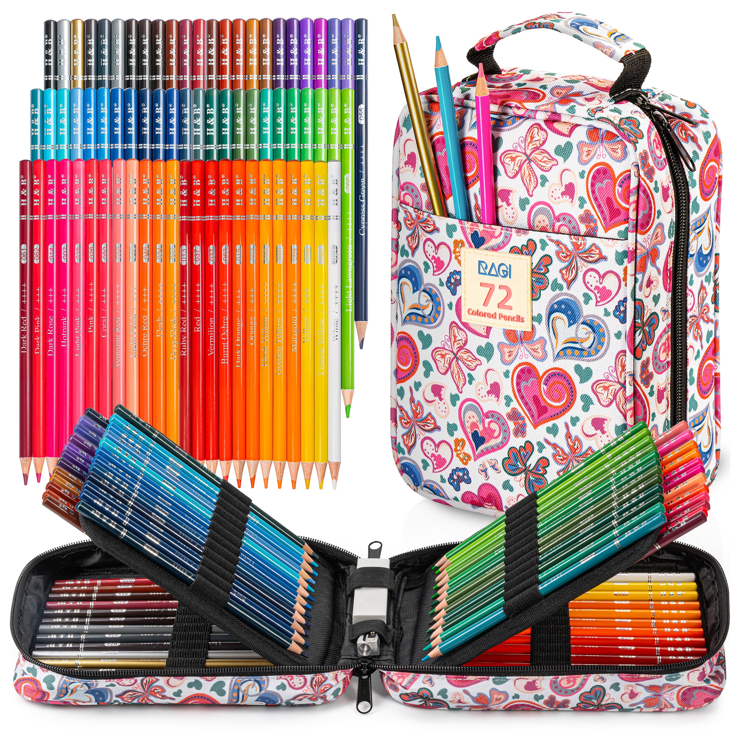 НАБОР КАРАНДАШЕЙ ДЛЯ РИСОВАНИЯ, ЧЕХОЛ ДЛЯ КАРАНДАШЕЙ С ОБОРУДОВАНИЕМ ДЛЯ РИСОВАНИЯ, 72 ПРЕДМЕТА