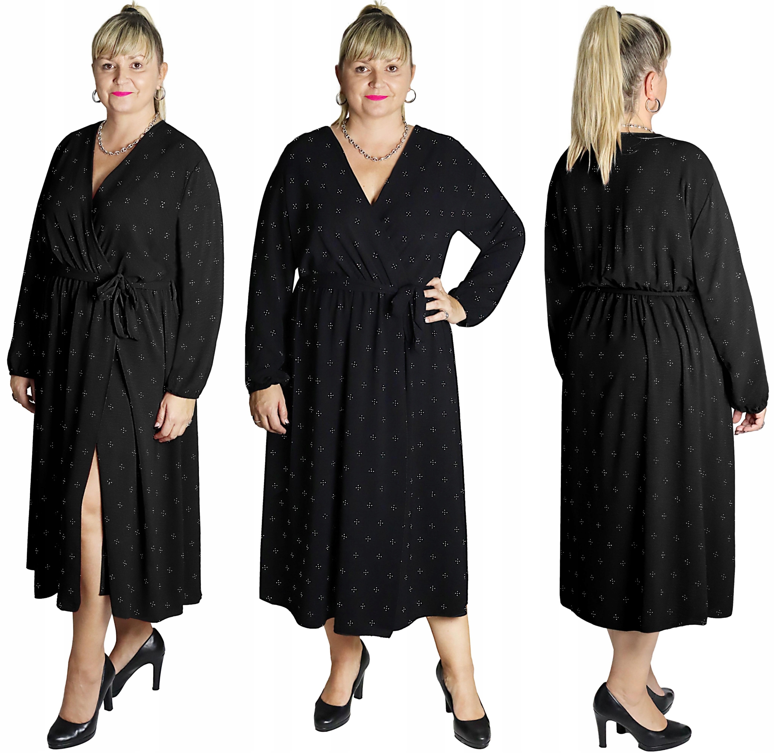 Elegantní Šaty S Rozparkem, barva Černá, vel 54