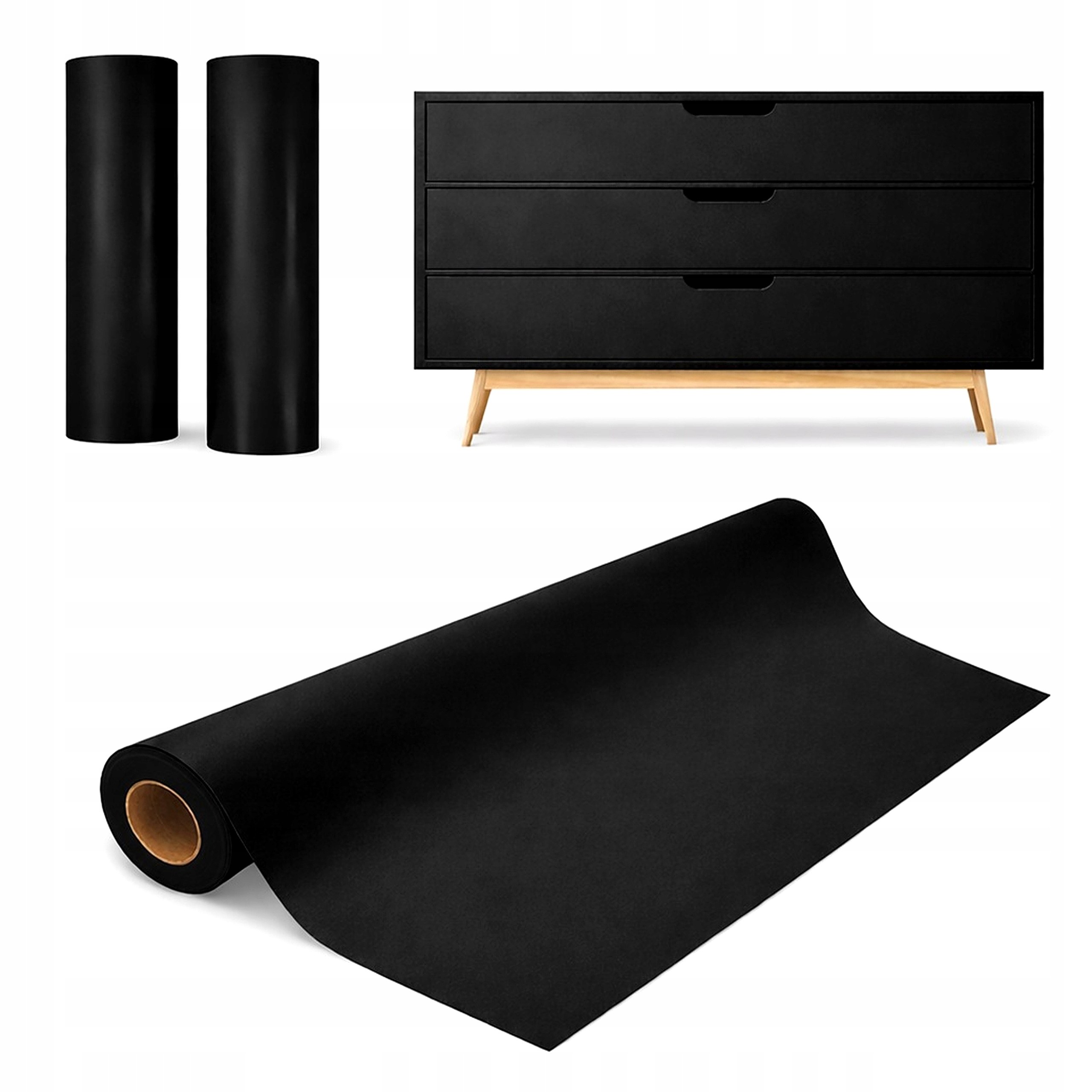 Okleina Meblowa Samoprzylepna Czarny Mat Folia Czarna Matowa Diy 100x300cm