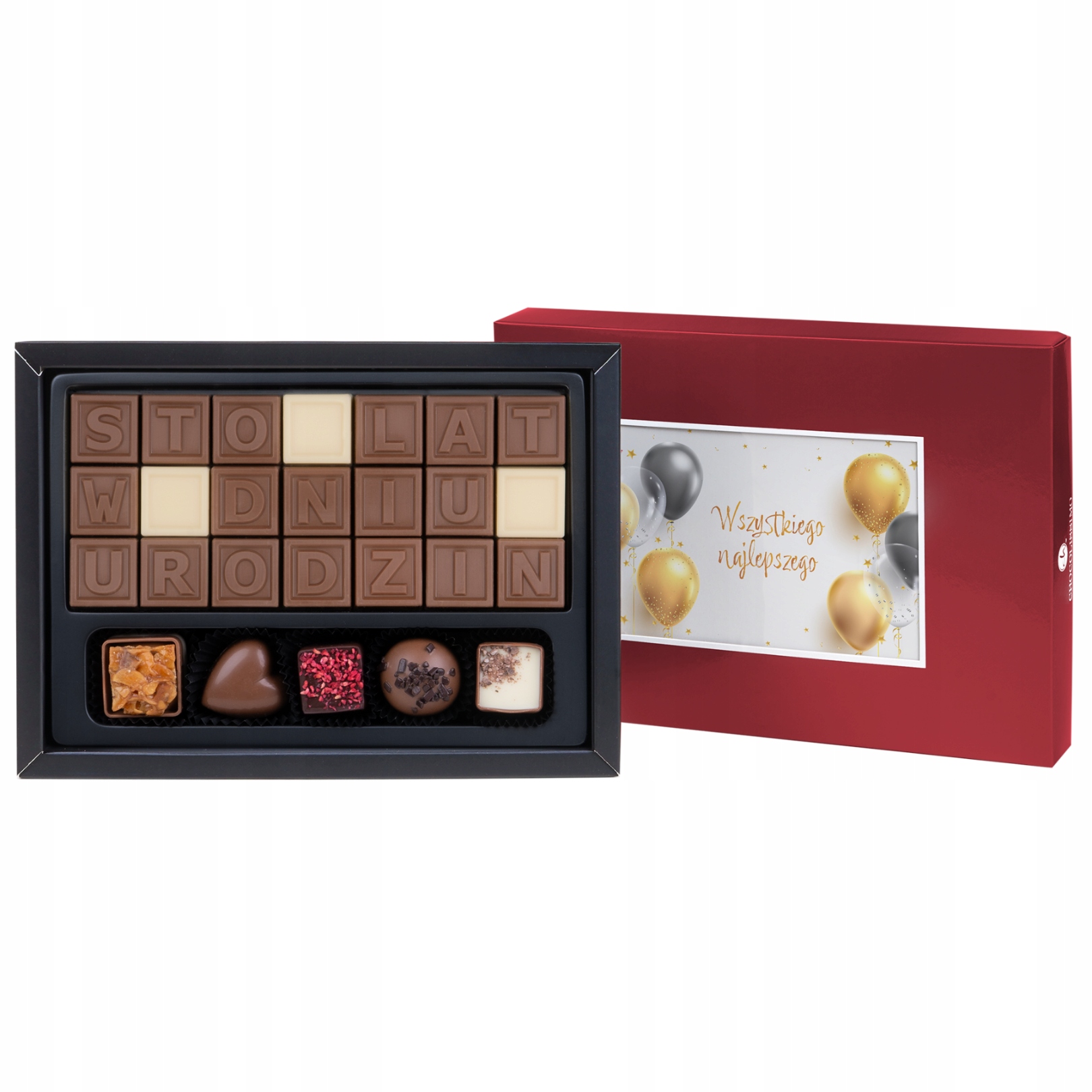 Telegram na urodziny z pralinkami Belgijska Czekolada 260 g Idealny
