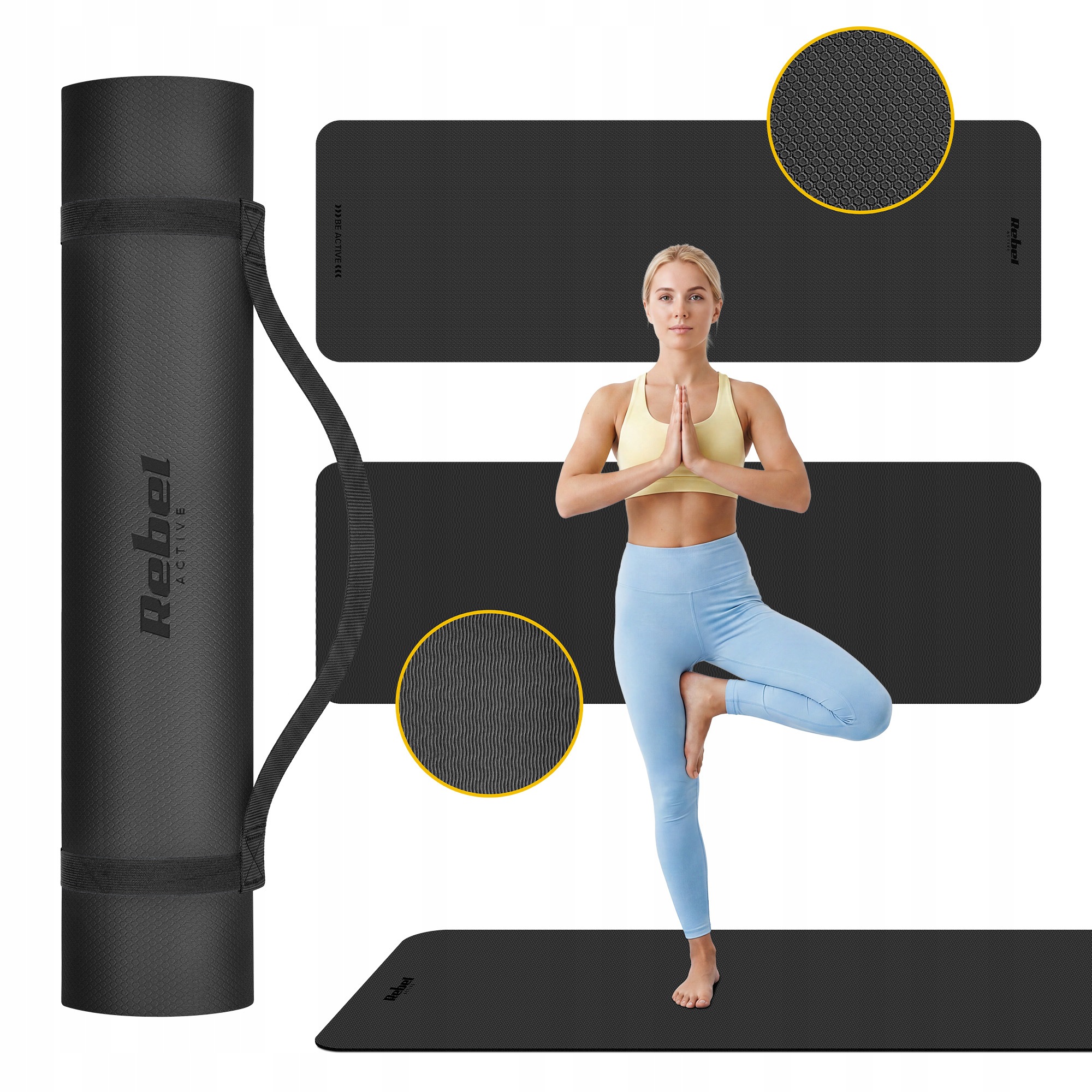 Mata gimnastyczna do ćwiczeń joga pilates fitness 183x61cm Tpe 4mm