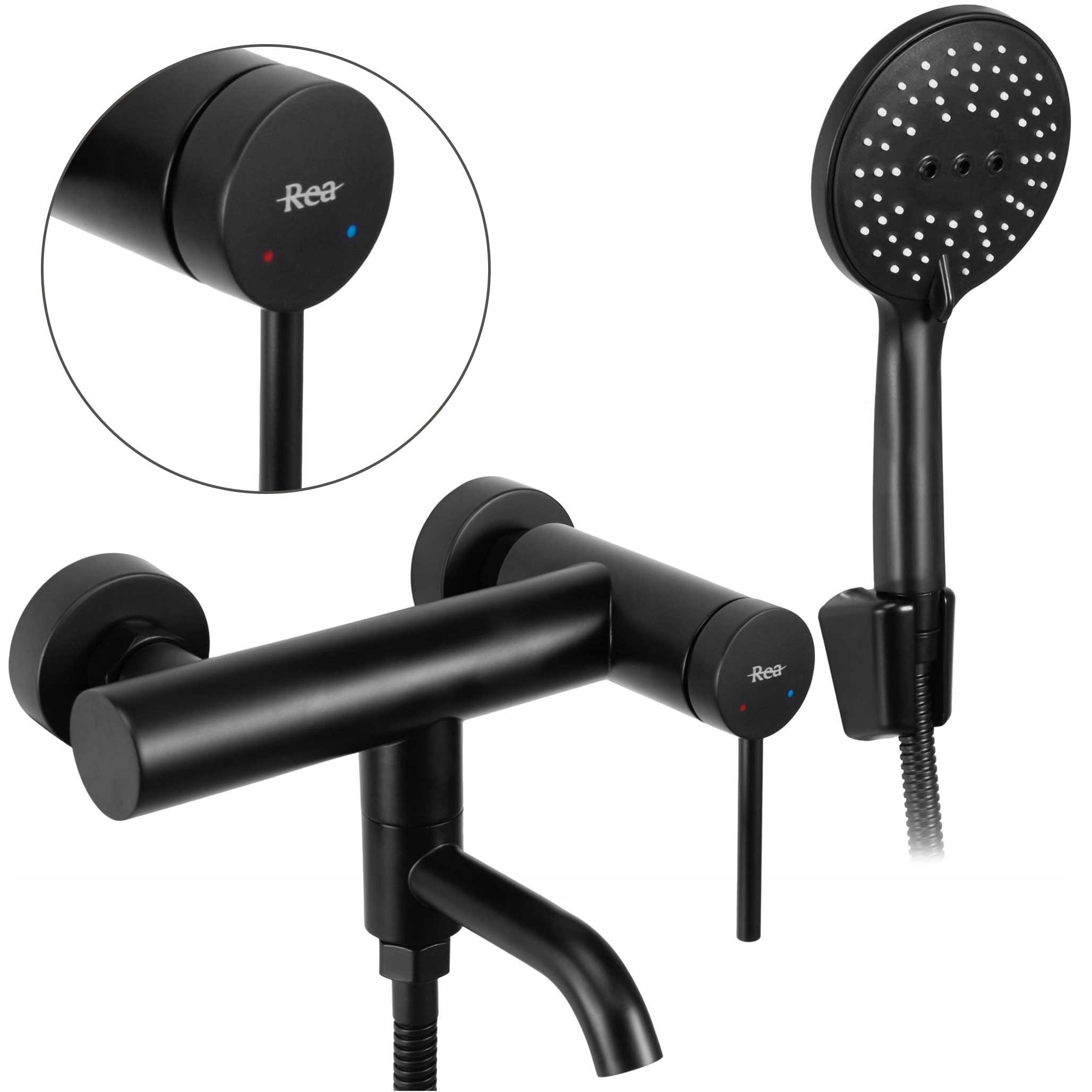 Vaňová batéria čierna nástenná Rea Clif čierna matná výtoková Hlavica Hadica