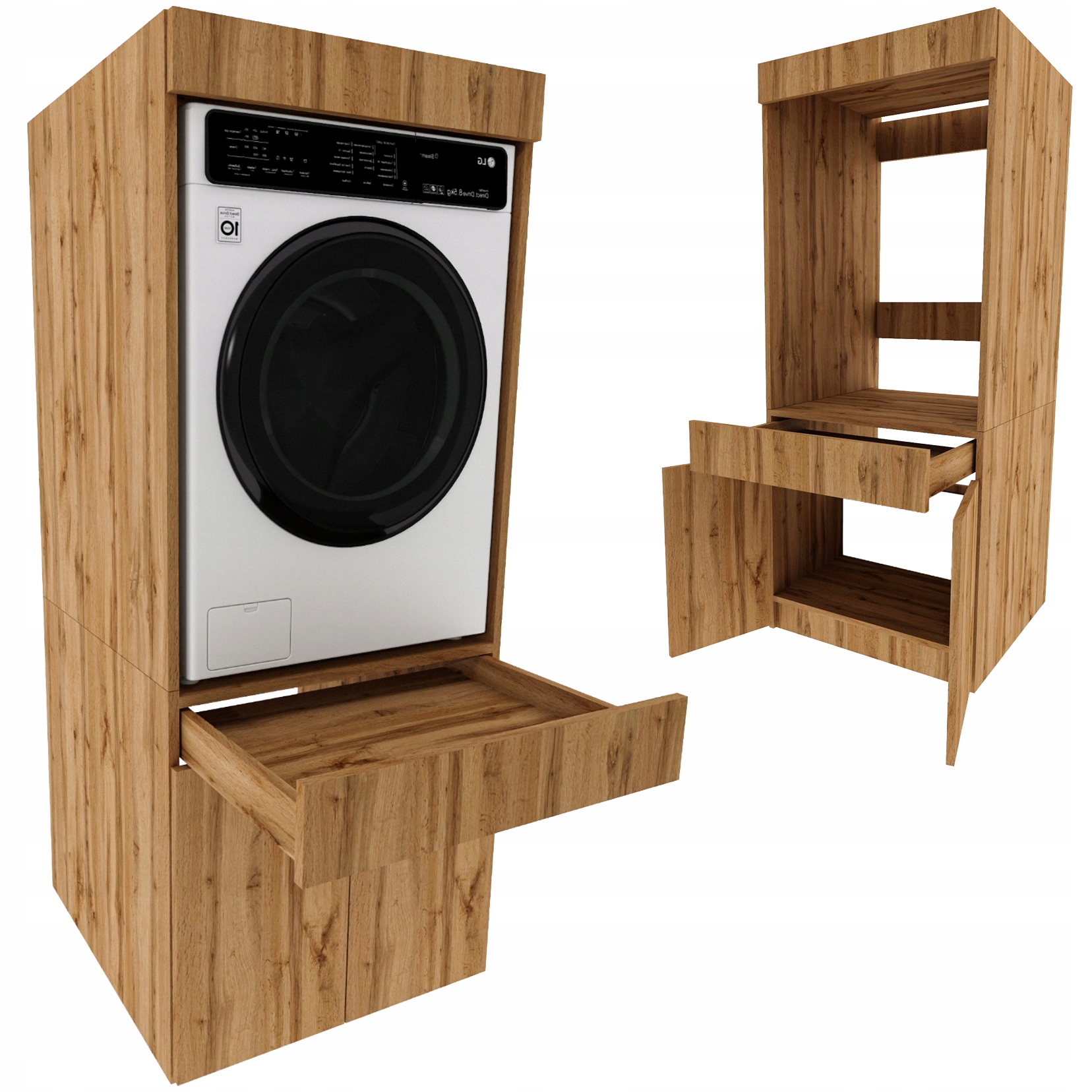 Skříňka na pračku regál sloupek zabudovaná s podnosem 162x63x67 Dub Wotan