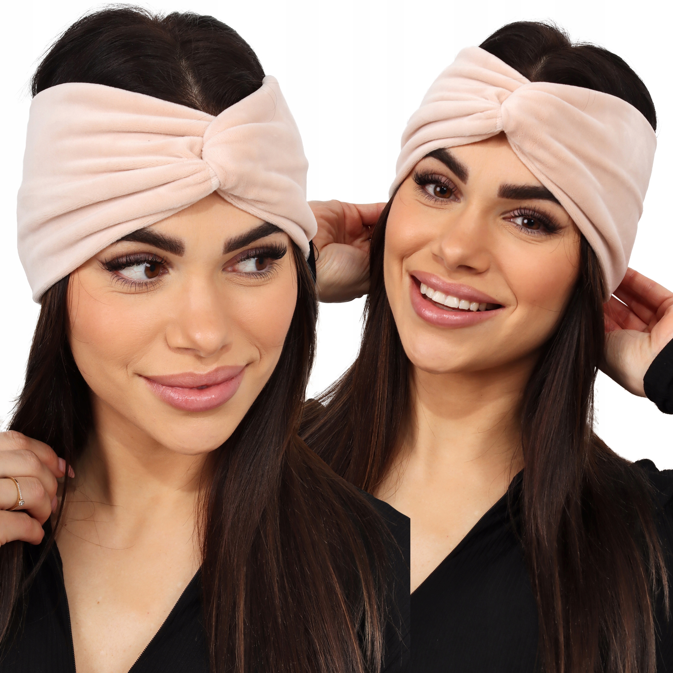 

Opaska Damska Na Głowę Uszy Ciepła Turban Ecru