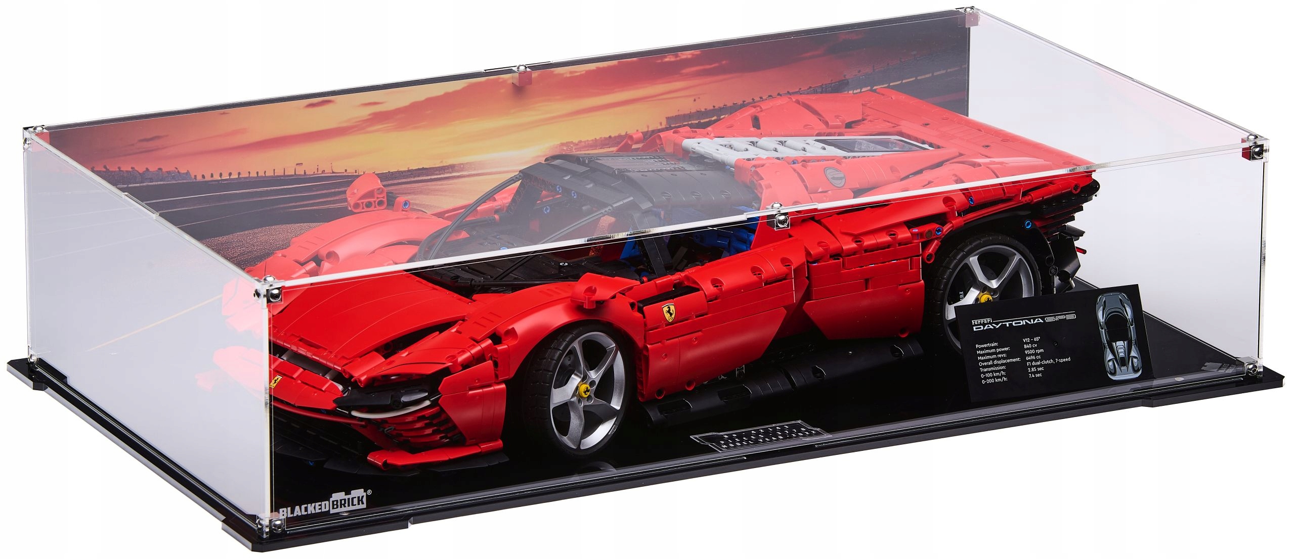 Vitrína s pozadím 2 Blacked Brick pre Lego Technic 42143 Ferrari Daytona SP3