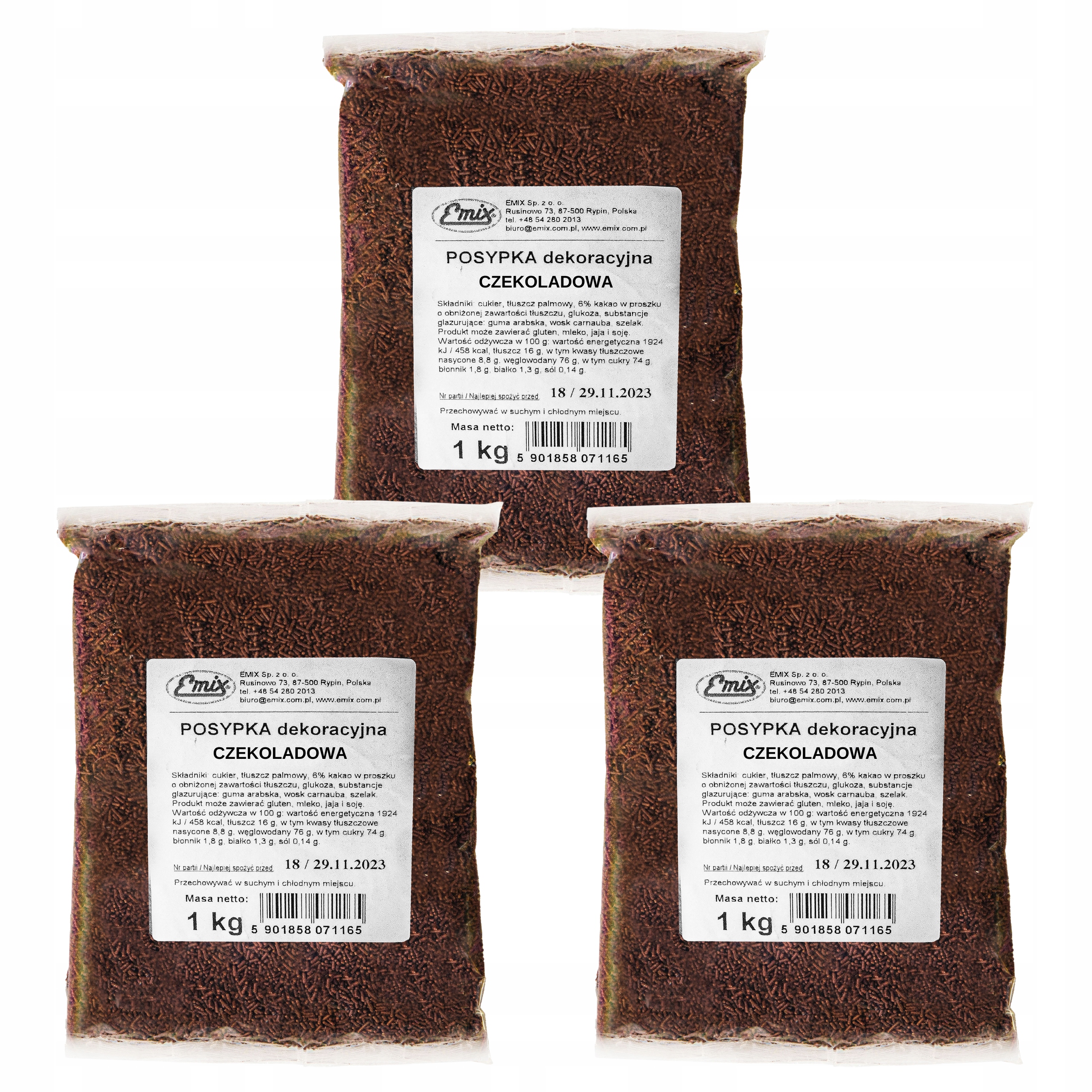 Posypka Cukrowa do lodów deserów 3x 1 kg Pałeczki Cukrowe Czekoladowe