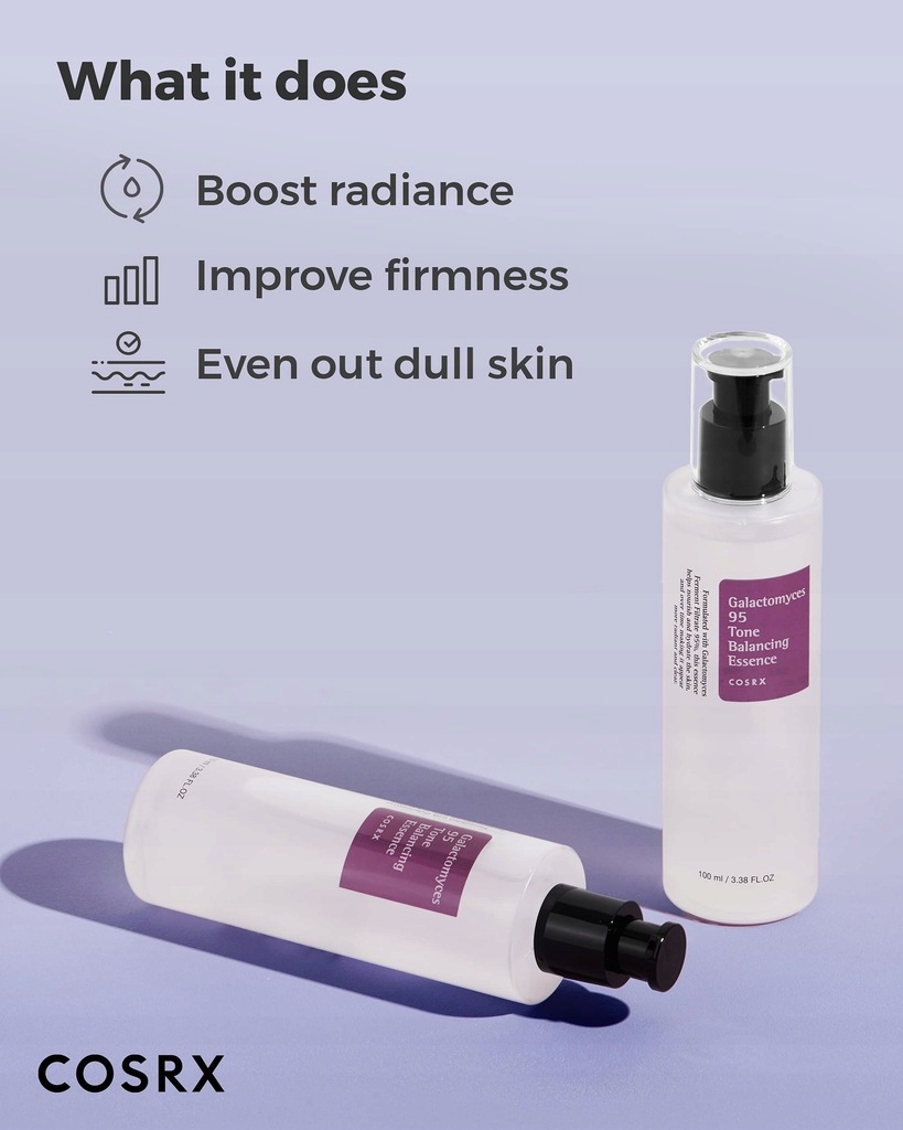 COSRX Galactomyces 95 Tone Balancing Essence 100 ml - Nawilżająco-rozjaśniająca esencja do twarzy — 12