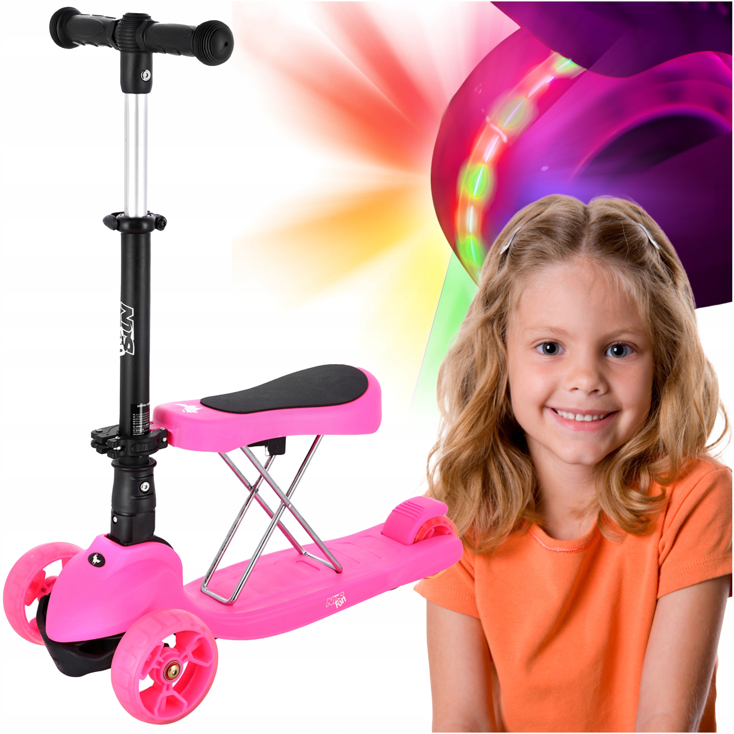 Hulajnoga Trójkołowa Dziecięca Koła Led Balansowa 2W1 Dla Dzieci