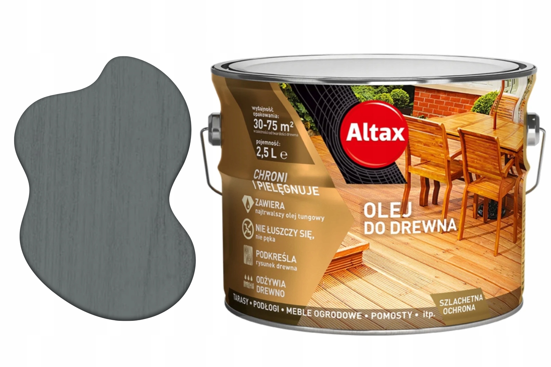 Altax Olej Do Drewna Antracyt 2,5 L do mebli, tarasów, podłóg