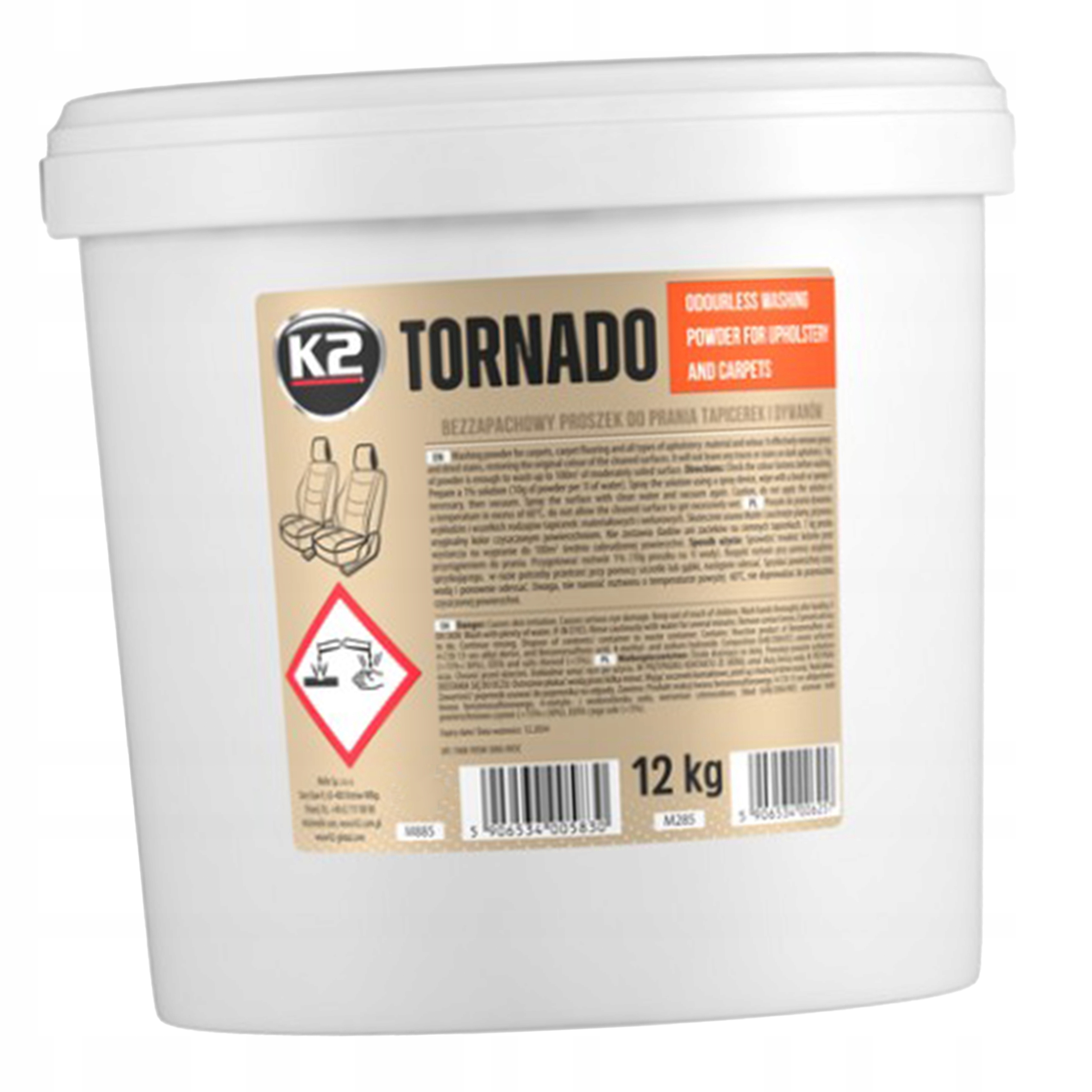 Levně Prášek na praní čalounění a koberců K2 Tornado Plus 12 kg s vůní