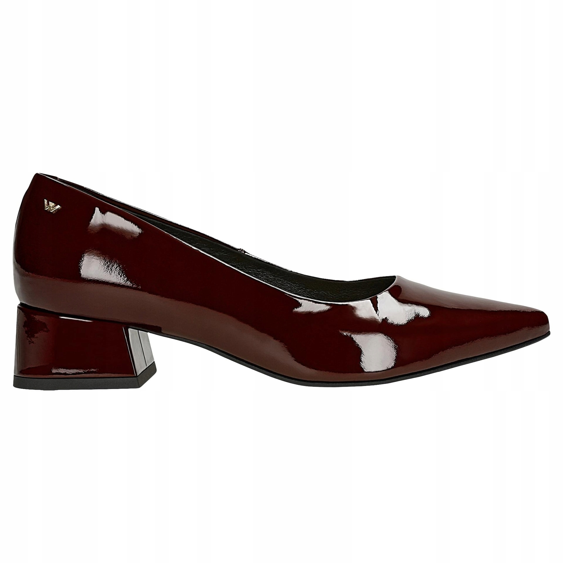 Boty na podpatku z lakované bordové kůže, velikost vel.