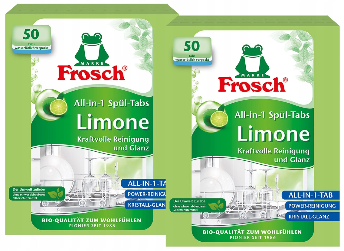Levně Frosch Ekologické tablety do myčky Limetkové All in One Karton 100 ks