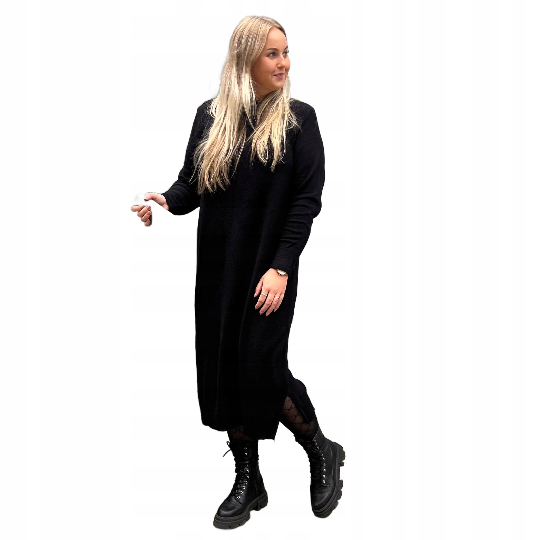 Vila Šaty Černé Pologolfové Šaty S Dlouhým Rukávem L 6FA