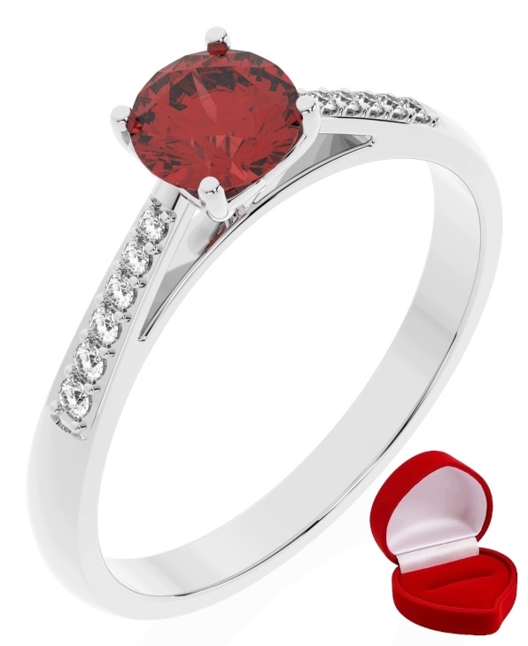 Zlatý Prstýnek 585 14k Rubín 0,50 ct Bílé Zlato R25