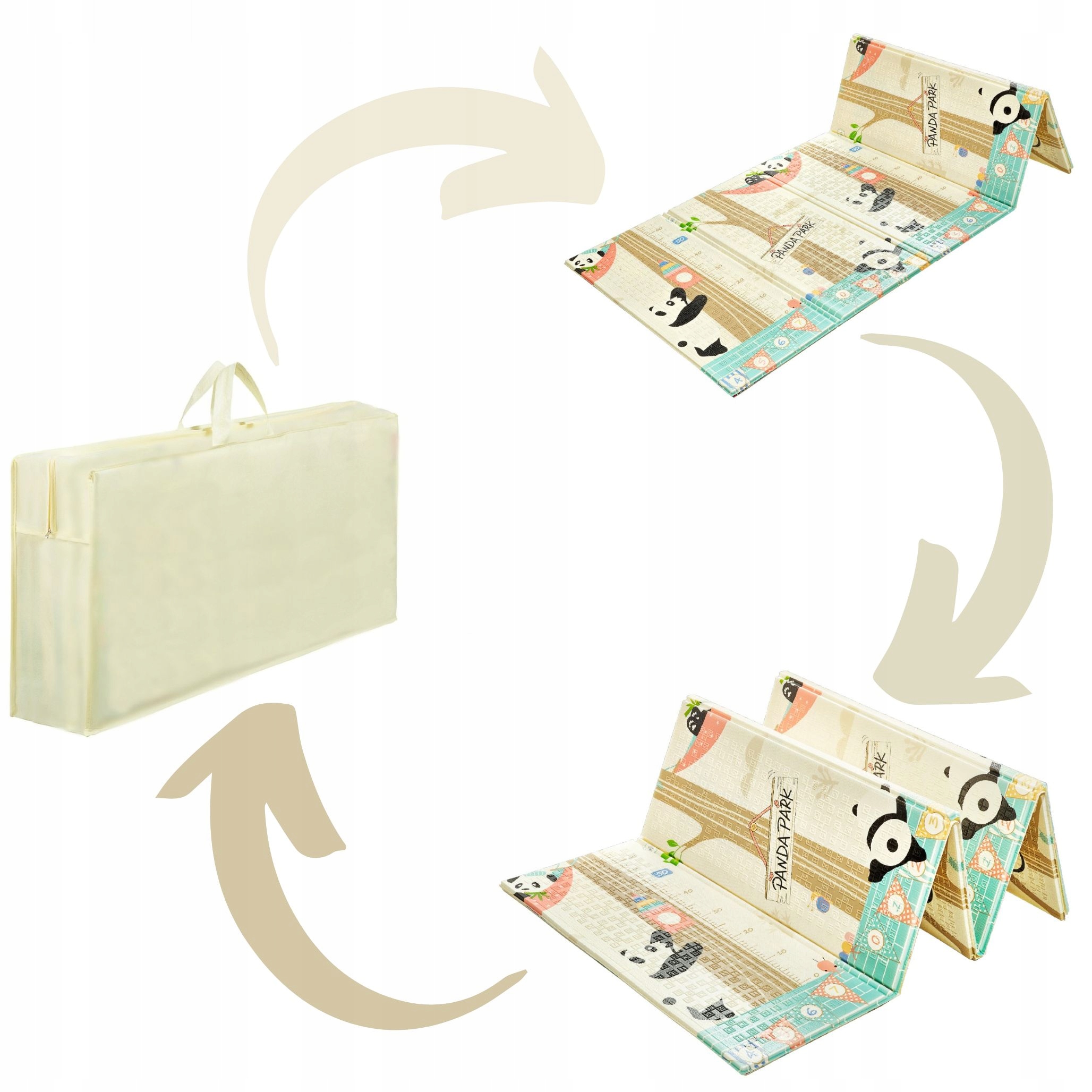 Piankowa dla dzieci dwustronna mata edukacyjna pandy 200x180cm