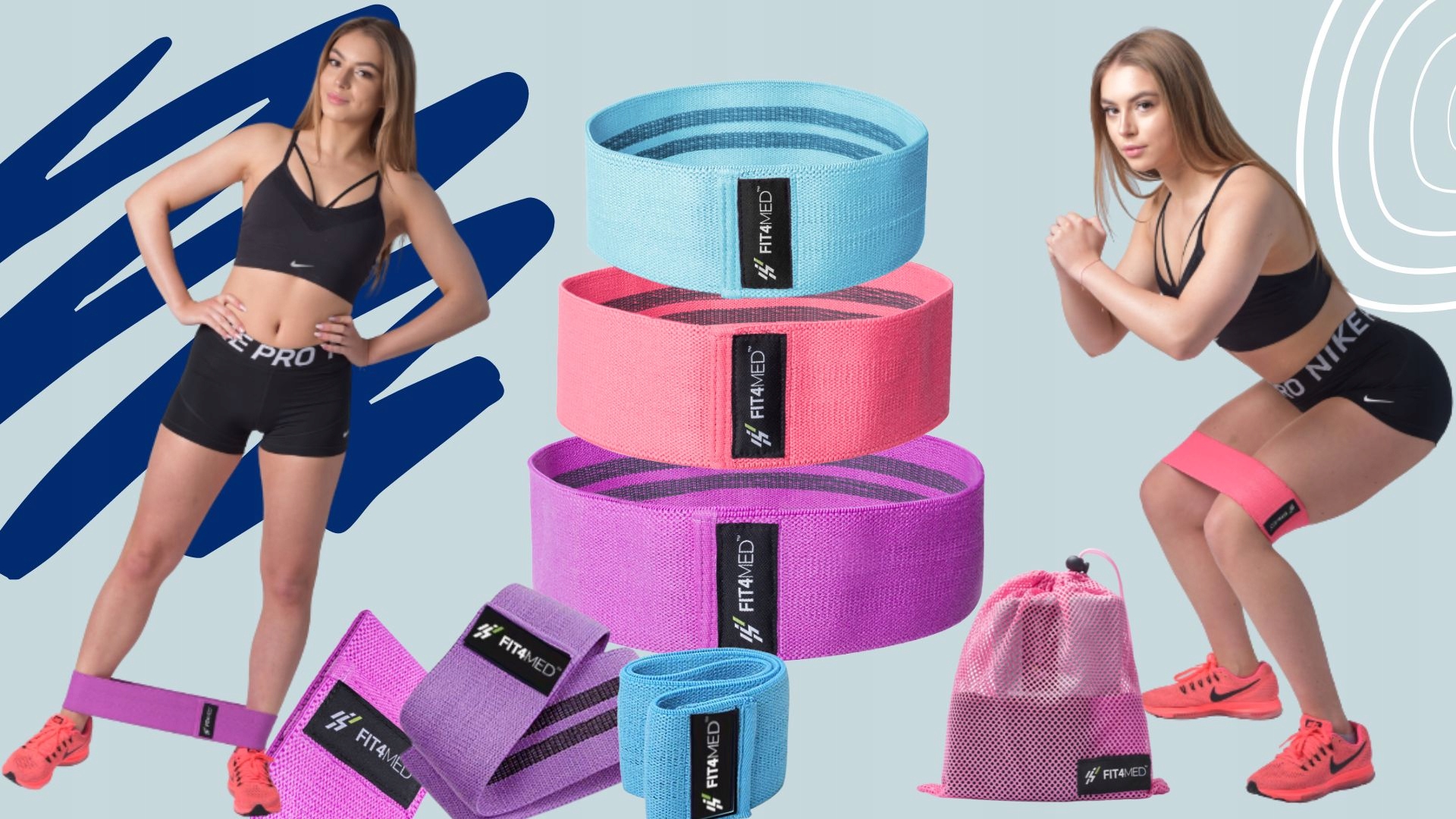 ZESTAW 3 GUM ĆWICZEŃ HIP BAND FITNESS CROSSFITHIP Grubość 5 mm