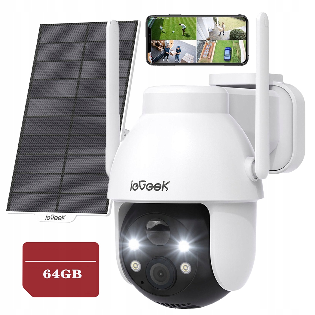 Kamera Wifi Ip Smart Venkovní Otočná 3MPX 2K 4xZOOM Pro Monitorování 64GB