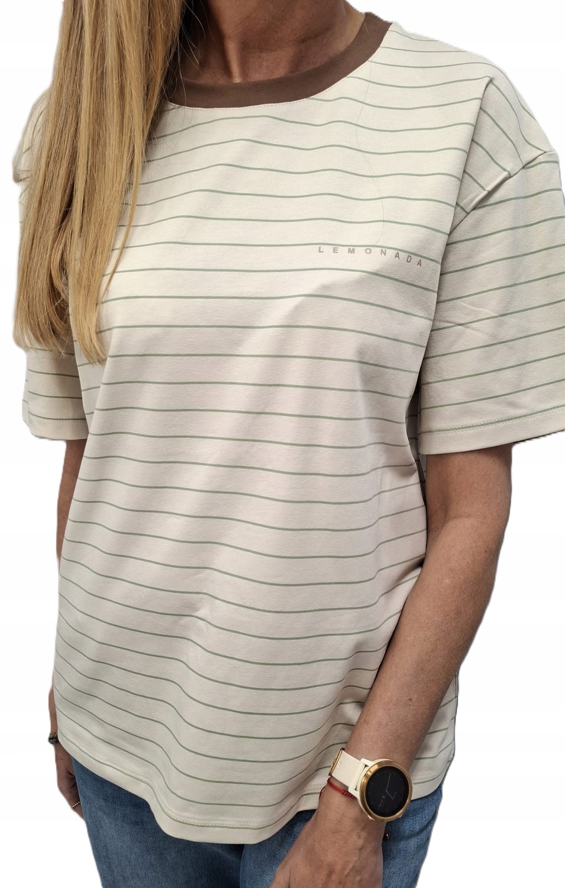 Lemonada Tričko Košile s pruhy Béžová Zelená Hnědá Novinka