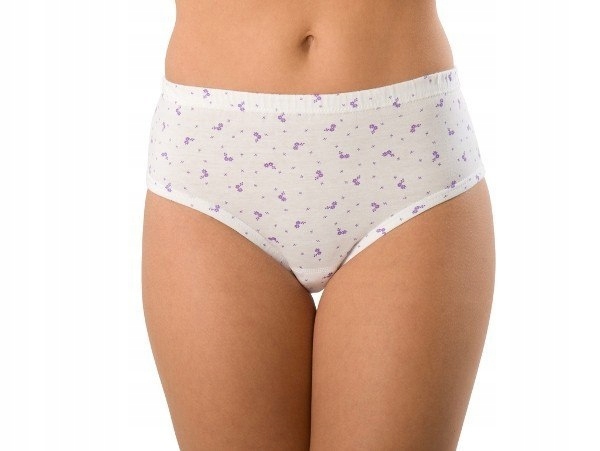 WADIMA HELENA KLASYCZNE MAJTKI BAWEŁNA BIAŁE DROBNY WZÓR ZESTAW 6 SZTUK L Fason Figi