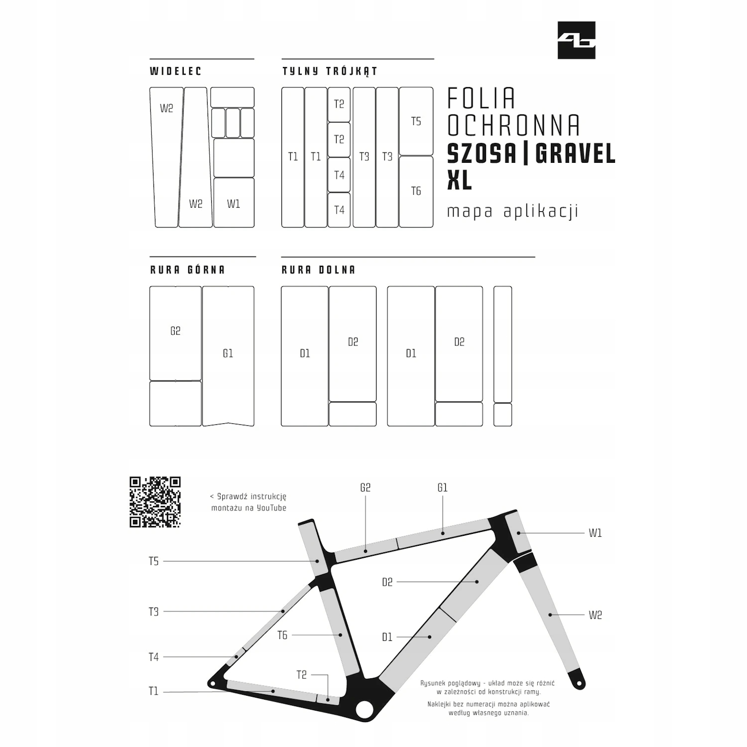 FOLIA NA ROWER OCHRONNA NAKLEJKI SZOSA|GRAVEL XL POŁYSK - TOTAL NA RAMĘ Kod producenta FO-TO-SGP