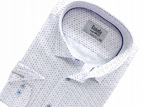 

Biała We Wzory Modna Koszula Slim Fit XXL 45/46