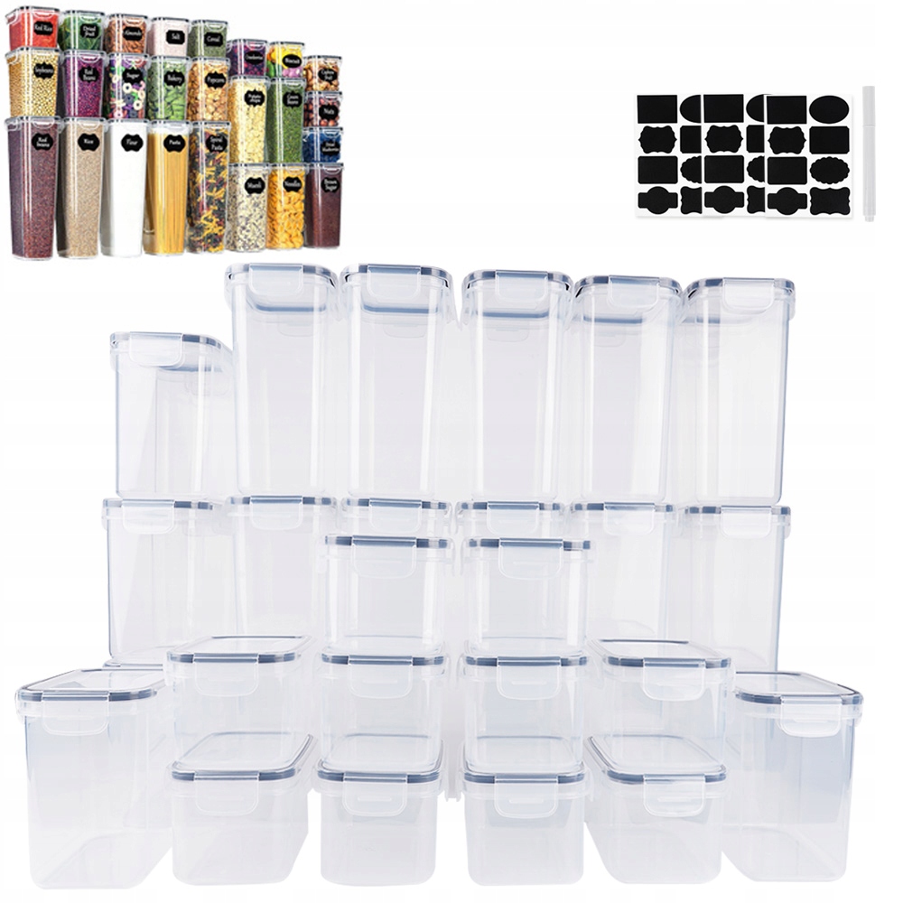 Plastové Nádoby Na Suché Potraviny, Hermetická Nádoba, Sada 25 Ks